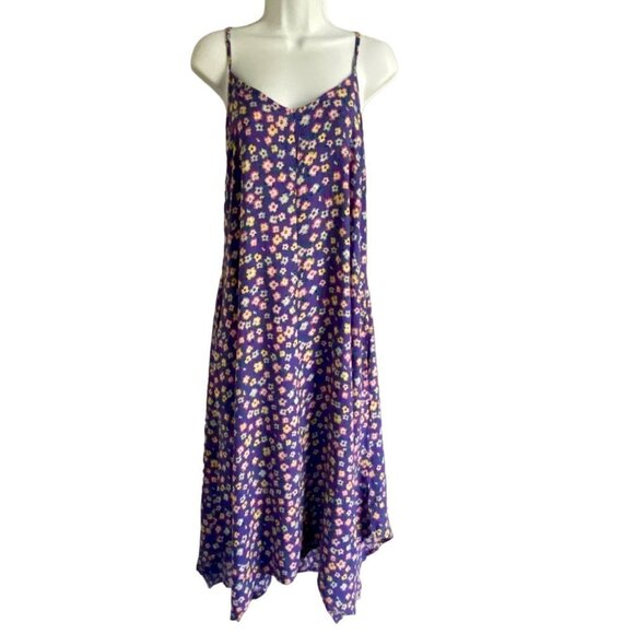 River & Rose Blue Floral Print Midi Dress with Pockets Women's Medium NEW - Picture 1 of 9